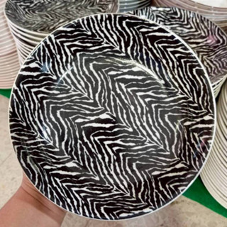 จานเซรามิก 8 นิ้ว จานข้าว จานก้นลึก จานลายเสือ จานเซรามิกเนื…
