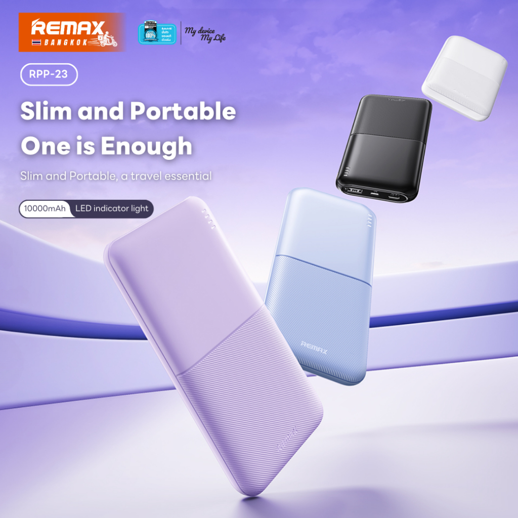 [ CCC ] Remax Power Bank RPP-23 10000mAh พาวเวอร์แบงค์ บางเบา ชาร์จเร็ว 2.4A Output USB / Type-C ราคา ถูกที่สุด ดีลบีเคเค แกลเลอรีภาพที่ 2