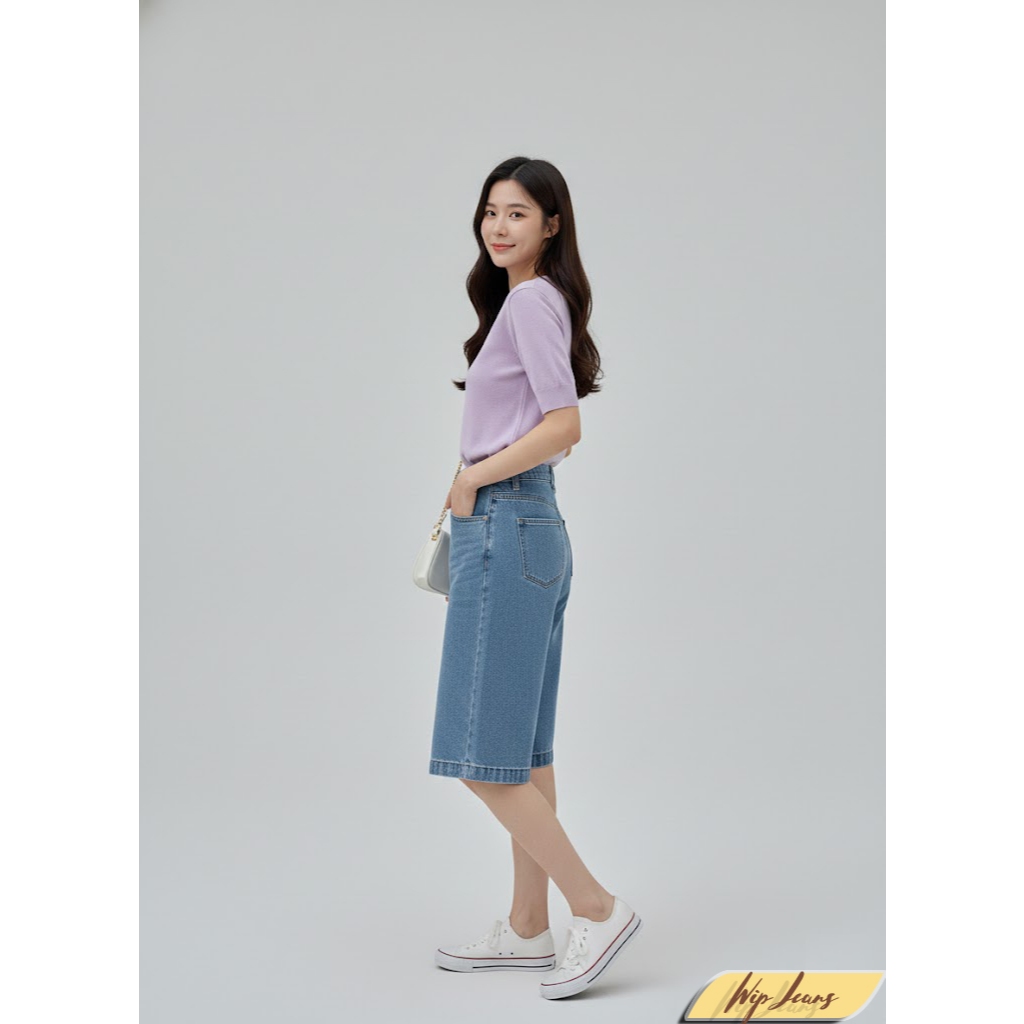 กางเกงยีนส์ขาสั้นทรงบอย 5 ส่วน สไตล์วินเทจผ้าไม่ยืด เอวสูงทรงสวยแมตช์ง่ายได้ทุกลุค SF16 - รูปที่ 5