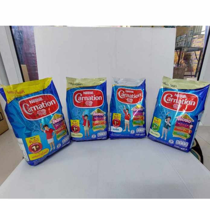 คาร์เนชัน สูตร 1+และ 3+ขนาด1400กรัม รสจืด-วนิลลา-รสน้ำผึ้ง/1ถุง