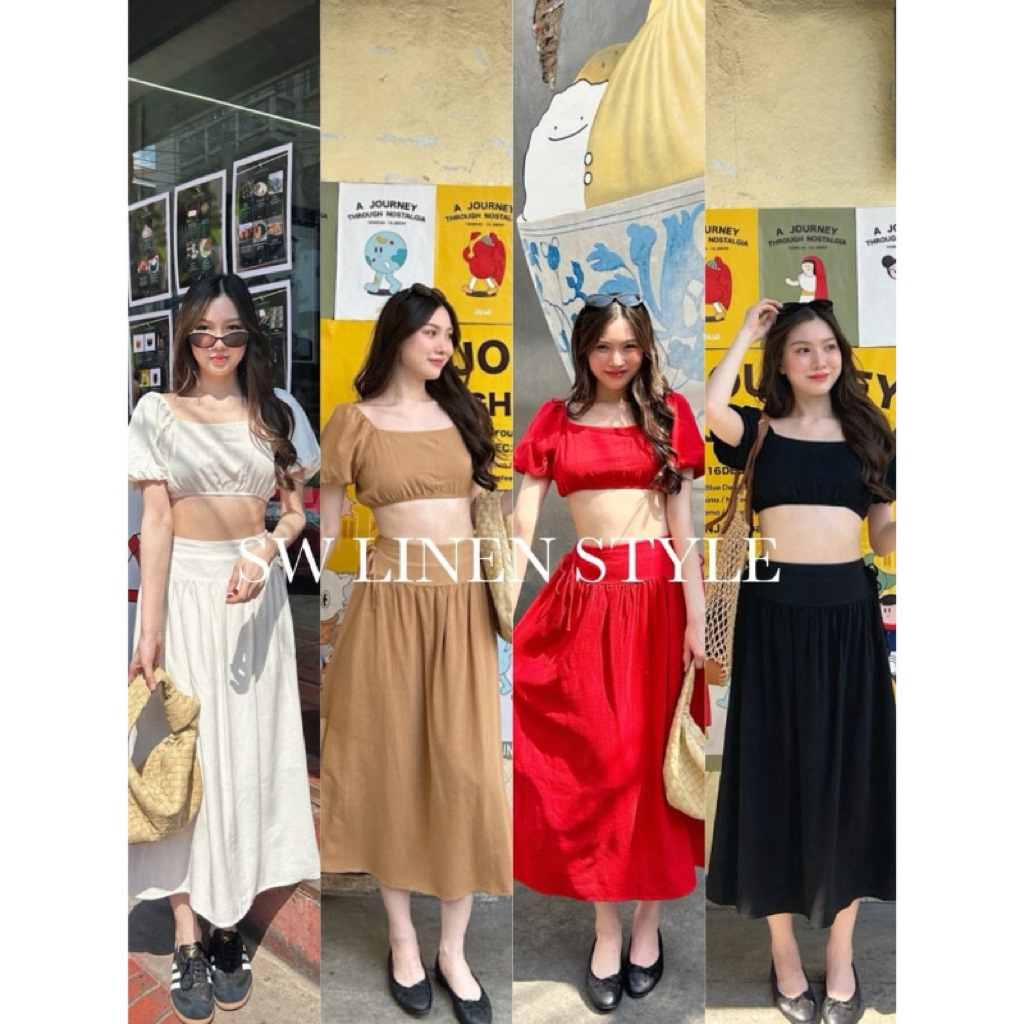 ส่งต่อ ชุดเซ็ท tshop สีขาว , สีแดง  q19
