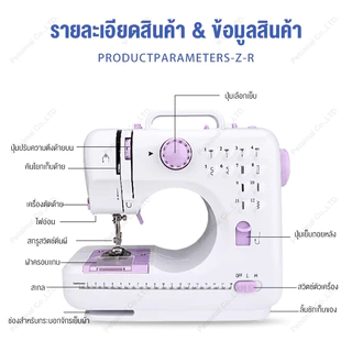 เครื่องเย็บผ้า จักรเย็บผ้าไฟฟ้า 12 ตะเข็บ 7.2W จักรเย็บผ้าไฟฟ้า เครื่องเย็บผ้า ระบบด้ายคู่ Sewing machine รับประกัน ​3ปี