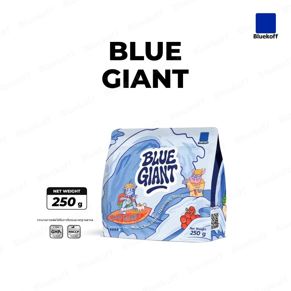Bluekoff เมล็ดกาแฟเบลนด์ Blue Giant อราบิก้า 100% (1 ถุง บรรจุ 250 กรัม)