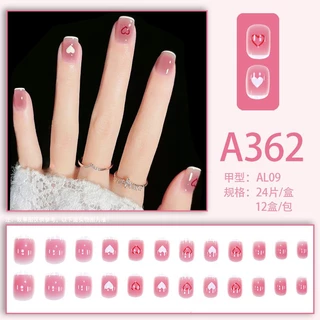 กาว เล็บแฟชั่น[ABCDEW] เล็บปลอม ชนิดอะคริลิค สไตล์ฝรั่งเศส มีสีให้เลือกหลากหลาย 24 ชิ้น มีส่วนผสมของกาว
