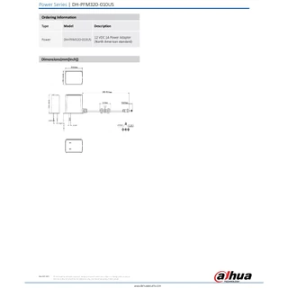 DAHUA ADAPTOR 12V 1A DH-PFM320-010US สำหรับกล้องวงจรปิด BY BILLIONAIRE SECURETECH