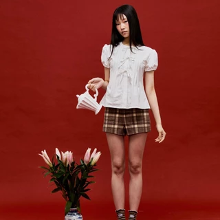 CHUUCHOP - (S-4XL) Yumi Blouse เสื้อเบลาส์แขนตุ๊กตา สไตล์จีน (C8483)