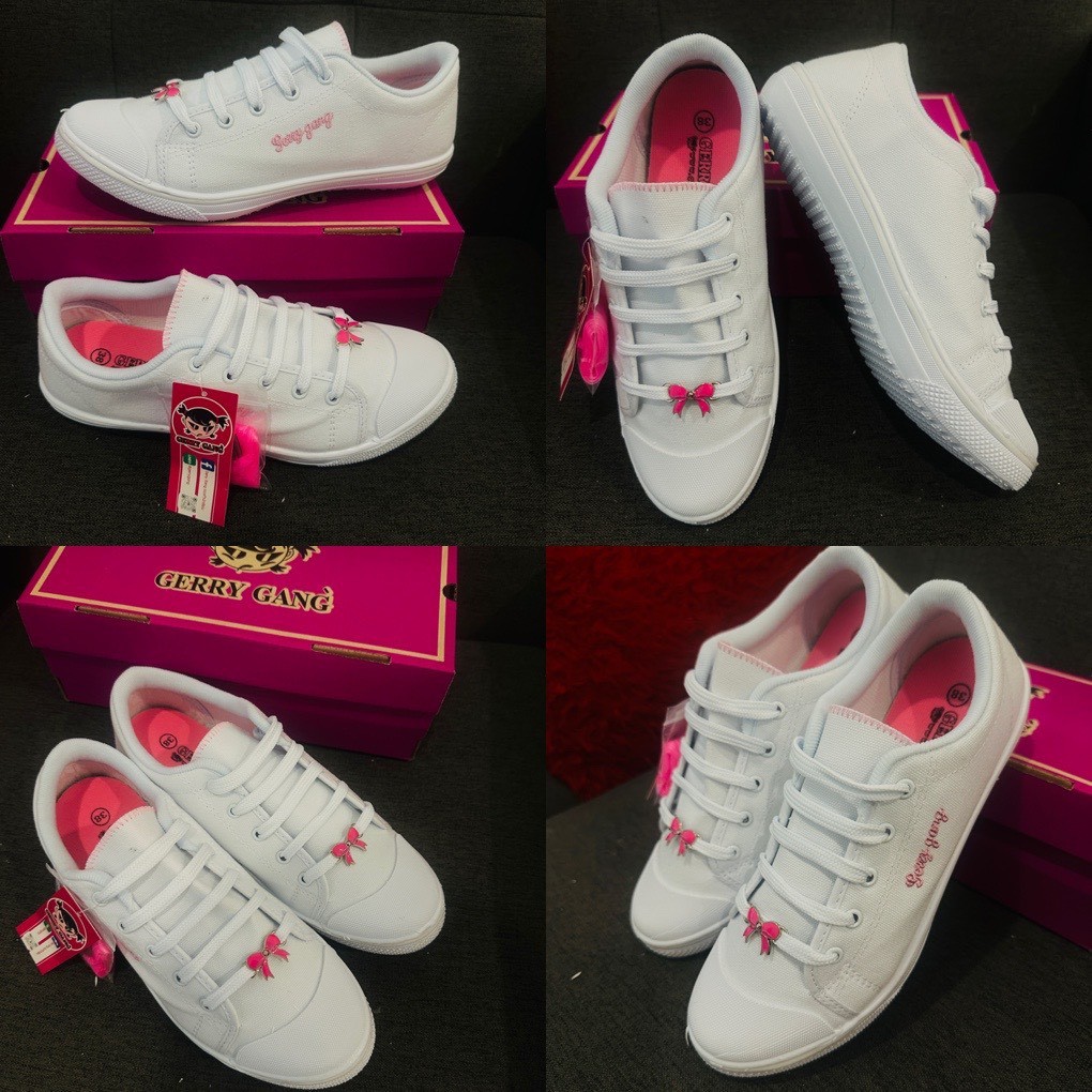 รองเท้านักเรียนผู้หญิงผ้าใบรุ่น G-6889 พื้นชมพู