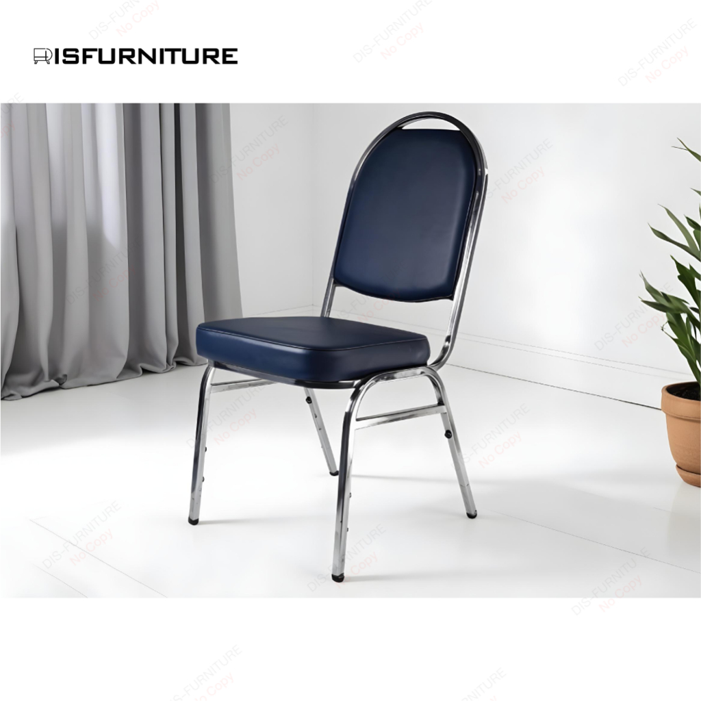 Disfurniture เก้าอี้อเนกประสงค์ เก้าอี้จัดเลี้ยง โครงเหล็กชุบโครเมี่ยม ทรงหัวมล เบาะหนัง PU หนา 5 ซม. รับน้ำหนัก 165 กก. - รูปที่ 6