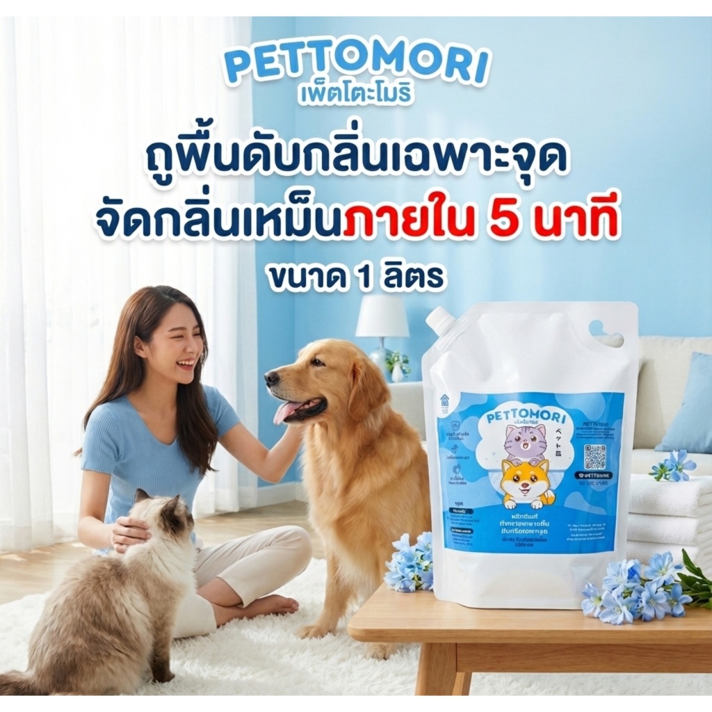 [1 ลิตร ผสมได้ 40 ลิตร] เพ็ตโตะโมริ น้ำยาถูพื้นดับกลิ่นฉี่แมว ถูพื้นบ้านสัตว์เลี้ยง ฆ่าเชื้อโรค กลิ่นหอมสะอาด #2