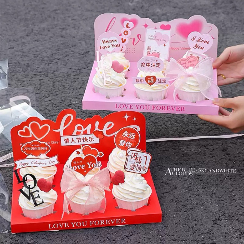 พร้อมส่ง กล่องคัพเค้กฝาใสฝาสูง 14 cm กล่องคัพเค้กวาเลนไทน์ กล่องของขวัญวาเลนไทน์ - รูปที่ 4