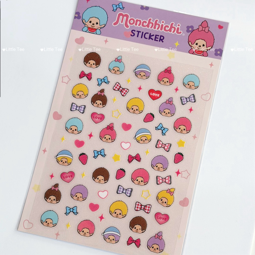 (พร้อมส่ง) Sticker Monchhichi 💗 สติกเกอร์มอนชิชิ ติดตกแต่งโทรศัพท์ได้เคลือบใสมีชิมเมอร์เล็กๆ ✨