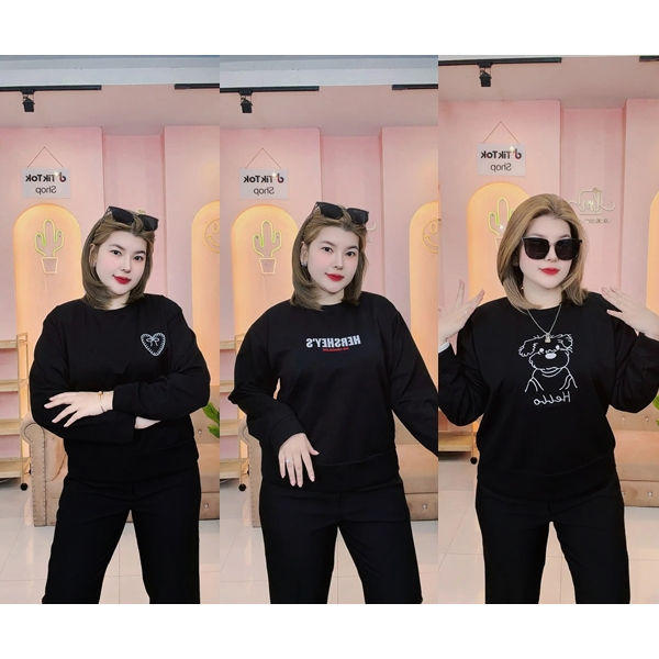 B82 คอกลมสเวตเตอร์แขนยาว อก 48"