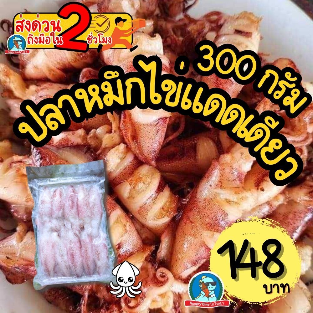 ปลาหมึกไข่แดดเดียว 🦑 แช่แข็ง 300 กรัม สดใหม่ พร้อมปรุง หมึกไข่