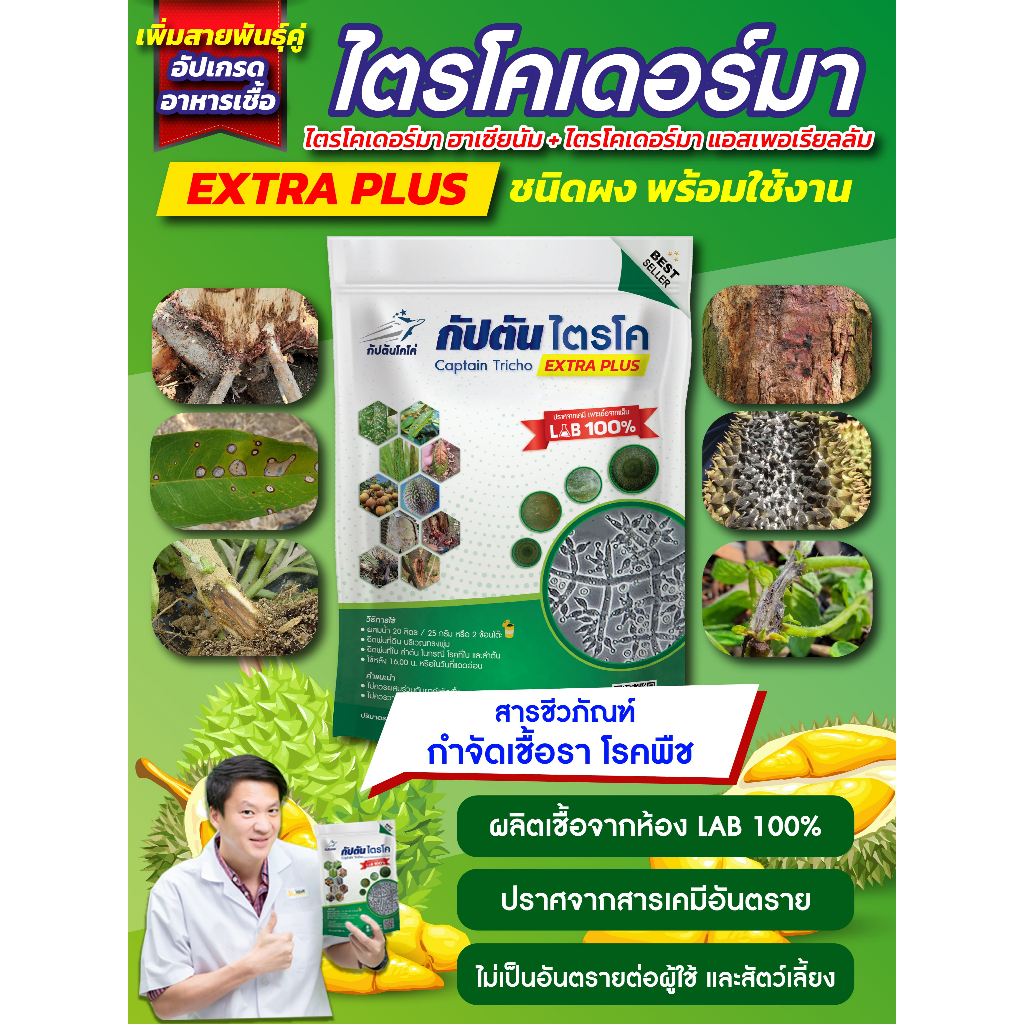 กัปตันไตรโค ไตรโคเดอร์ม่า สายพันธุ์คู่ สูตรเข้มข้น แบบผง(100กรัม)  ปลอดภัย 100 % รูปที่ 8