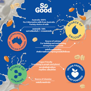 [1 กล่อง] So Good โซกู้ด นมอัลมอนด์ สูตรไม่เติมน้ำตาล Almond Milk Unsweetened 1L | Exp: 16 Mar 2027