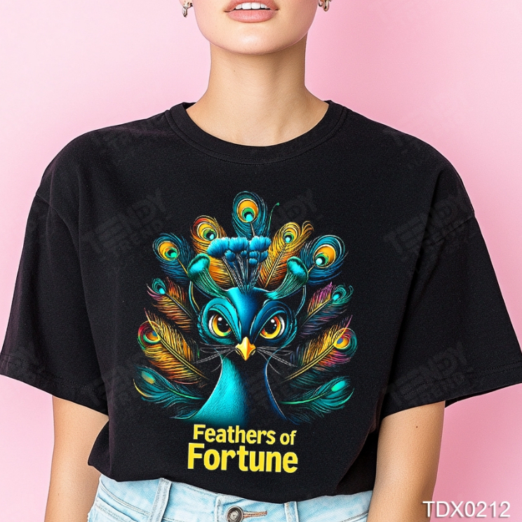 Teendy Trend เสื้อยืดผู้ชาย ผู้หญิง คอตตอน ลายbird สีดำ รุ่นTDX0212-BL