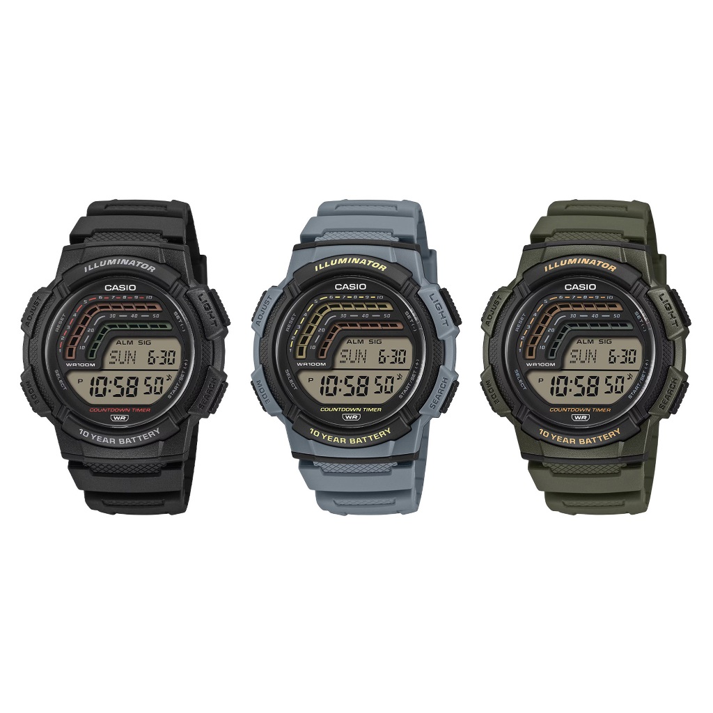 Casio Standard นาฬิกาข้อมือผู้ชาย สายเรซิน รุ่น WS-1800(WS-1800-1A,WS-1800-2A,WS-1800-3A)