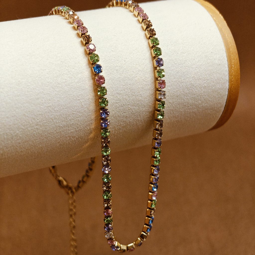 Vachana - Mixed Colours Tennis Necklace (สร้อยคอเพชร cz สีผสม)