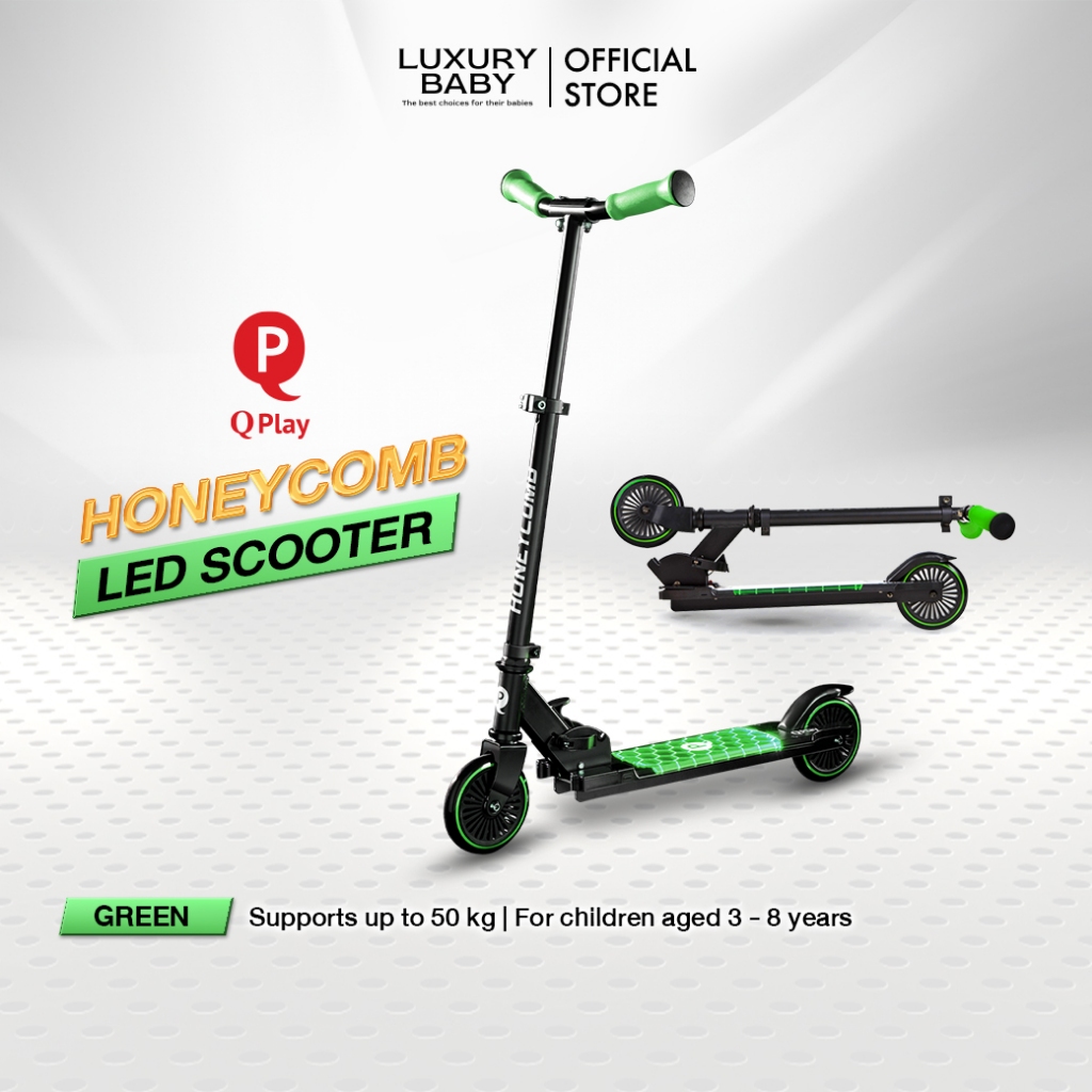Flash Sale! 4,490.- |  สกู๊ตเตอร์ Qplay Honeycomb LED Scooter [Green] For 3-8 Year