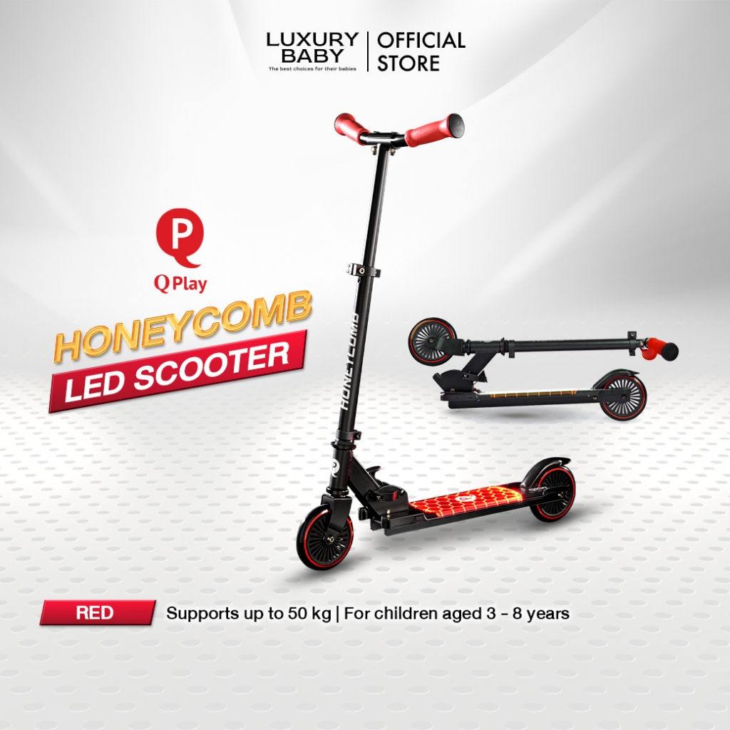Flash Sale! 4,490.- | สกู๊ตเตอร์ Qplay Honeycomb LED Scooter [Red] For 3-8 Year