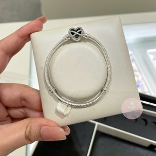 (ของแท้100%)Pandora Infinity Heart Clasp Snake bracelet ข้อม…