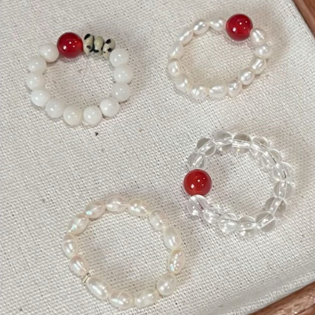 madillo Pearl Ring แหวนไข่มุกแท้ สีขาว สีเทา เอ็นยืด แหวนมุกแท้