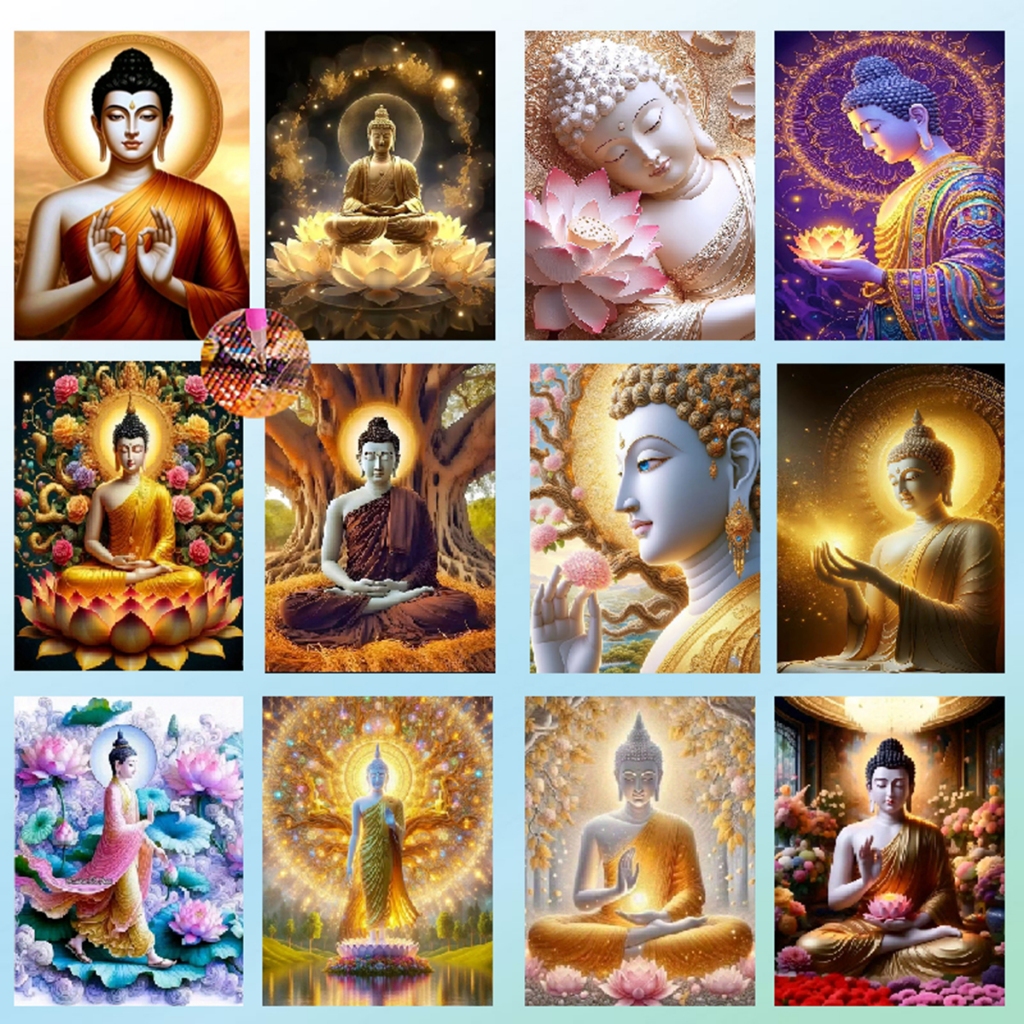 Diamond Painting 5D DIY พระพุทธรูปIV ศาสนา ครอสติสคริสตัล 5 มิติ ภาพติดเพชรเสริมทักษะ WxH 30x40 cm