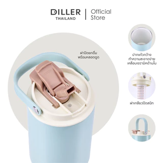 Diller Thailand แก้วน้ำสูญญากาศ เคลือบเซรามิก เก็บความเย็น-ร้อน Stainless Ceramic Thermo Flask 900ml [MLH9384]