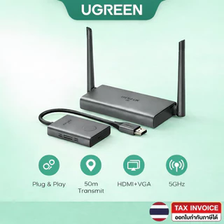 UGREEN HDMI Wireless Extender ระยะไกล 50 เมตร 1080P รองรับจอภาพเเบบ HDMI&VGA รุ่น 50633