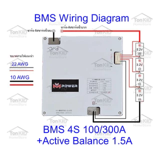 BMS 4S 30A, 50A 12V มีActive balance 1.5A ในตัว สำหรับ LiFePO4 cell 3.2V