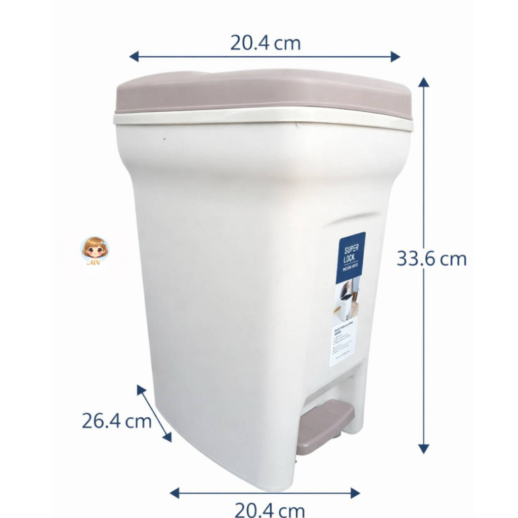 ถังขยะแบบเหยียบ 6 ลิตร Super Lock ฝาปิดสนิท ช่วยลดกลิ่น ไม่ต้องจับฝาพลาสติกหนาสีขาวครีม ใช้งานง่าย - รูปที่ 2