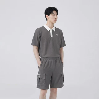 B&R กางเกงขาสั้นผู้ชาย Casual Shorts กางเกงเอวยางยืด ผ้าวาฟเฟิลด์ กระเป๋าความจุสูง ลำลองทรงหลวม ระบายอากาศได้ดีใส่สบาย