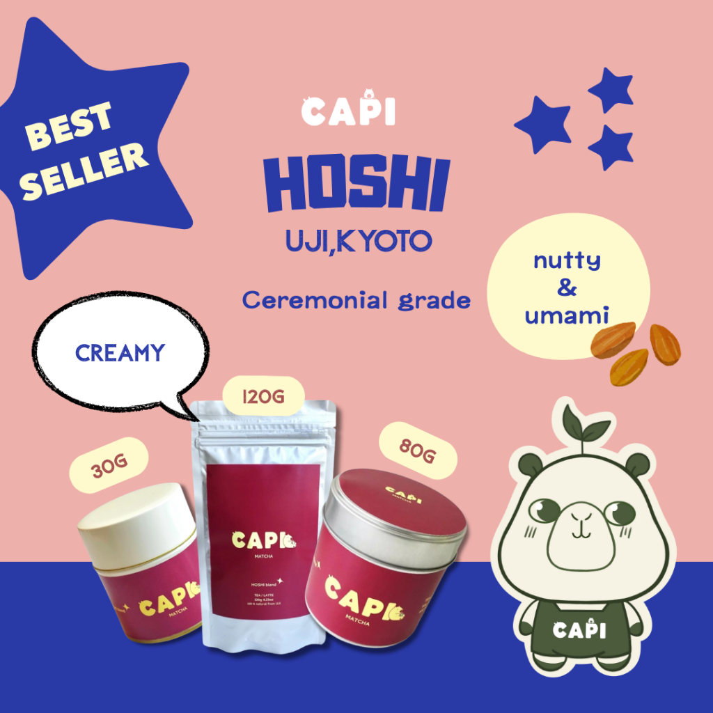 Capi Hoshi Blend Japanese Ceremonial Grade Matcha Rich Umami Vibrant Green from Uji 80g ราคา ถูกที่สุด ดีลบีเคเค