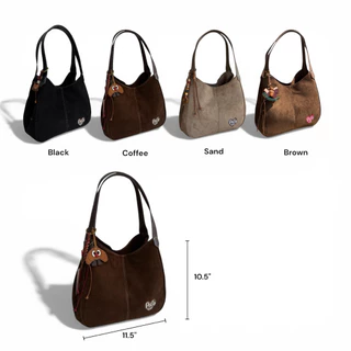 (ไม่มีจี้ห้อย) กระเป๋า suede bag รุ่น MILIE 6ช่องใช้งาน