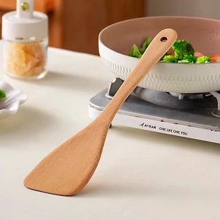 GAOBOOS ตะหลิวไม้บีช พลั่วไม้ ไม้พายทำอาหาร ทำจากไม้จริง จับถนัดมือ shovel spoon