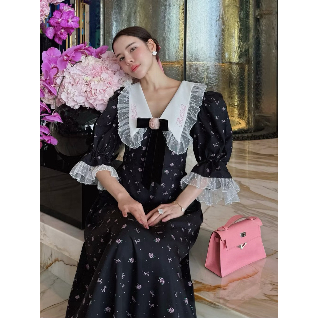 FLAT2112 : JOANNE YOUNG MAXI DRESS เดรสยาว แขนตุ๊กตา (FF0541)