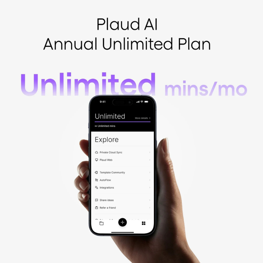 Plaud AI Annual Unlimited Plan  : ไม่รวมเครื่องPLAUD