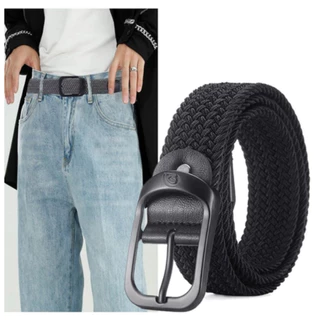 ส่งไวจากไทย Unisex Cinturones หรูหรา ทอเข็มขัดยางยืดผู้ชายหรูหราเข็มขัดผู้หญิงออกแบบผู้ชายหัวเข็มขัดเข็มขัดเอวไม่มีรูK21
