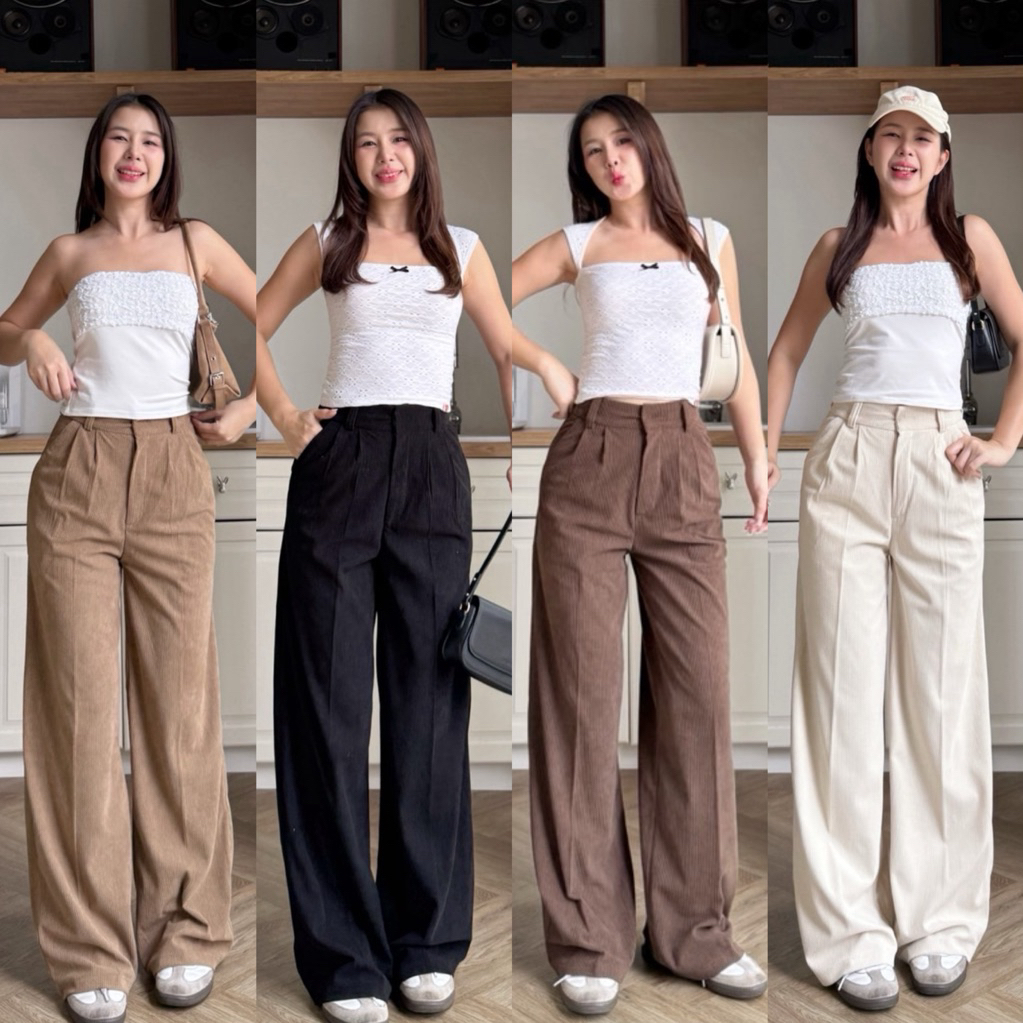 🎀🧉𝑵𝒆𝒘 𝒄𝒐𝒍𝒍𝒆𝒄𝒕𝒊𝒐𝒏 🎀🧉กางเกงขากระบอกกลางผ้าลูกฟูกพร้อมส่ง🛍️
