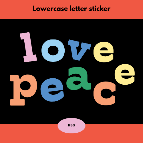 10 แถม 2 (ซื้อ12ชิ้นในราคา10ชิ้น) สติ๊กเกอร์ตัวอักษรภาษาอังกฤษพิมพ์เล็กมี 2 เฉดสี Vivid Pastel กันน้ำ