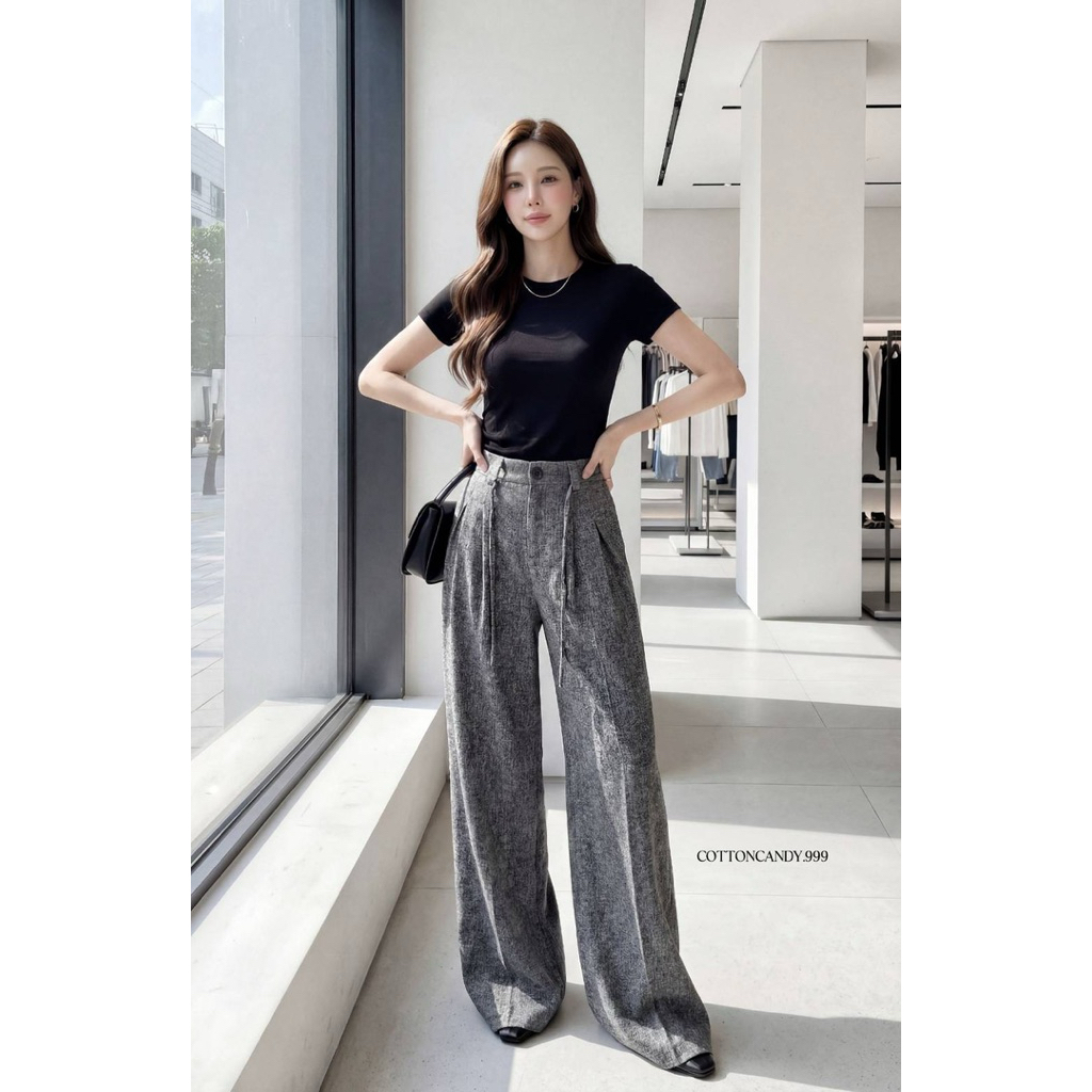 🚨โค้ดลดเหลือ 383.- Cottoncandy 🎧New Poppy korea pants กางเกงผ้าทอทวีตเนื้อดีมากๆ ใส่สวย ทิ้งตัว พลางหุ่นผอมเพรียว - รูปที่ 4