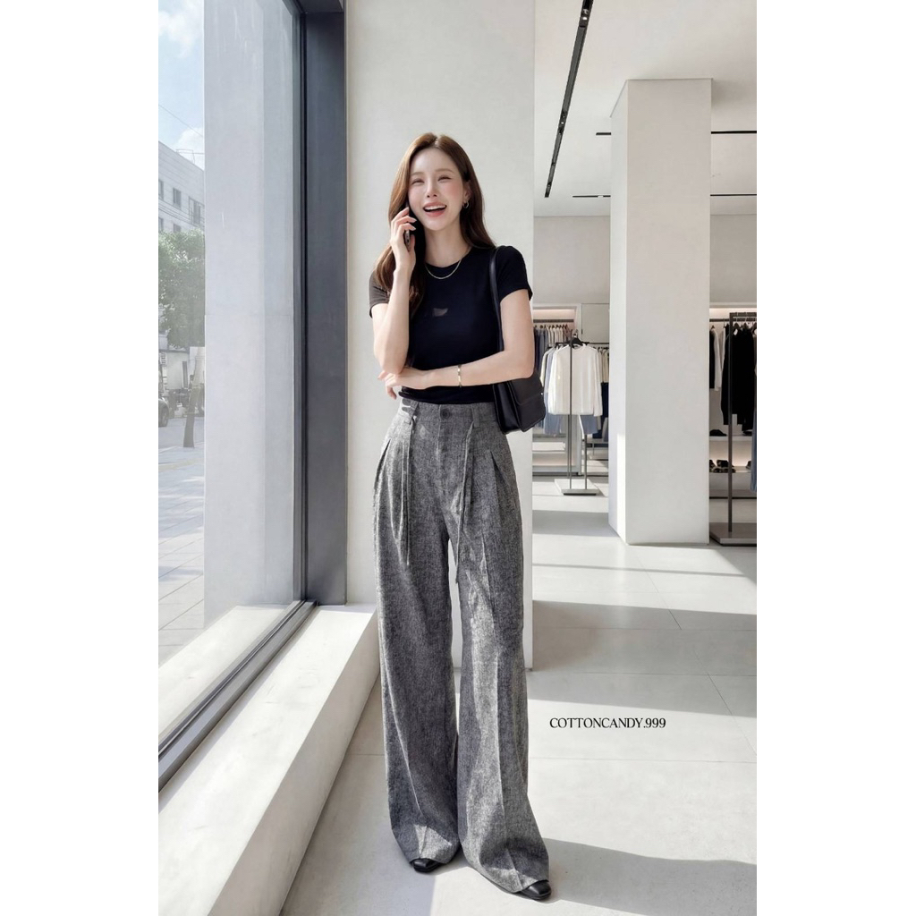 🚨โค้ดลดเหลือ 383.- Cottoncandy 🎧New Poppy korea pants กางเกงผ้าทอทวีตเนื้อดีมากๆ ใส่สวย ทิ้งตัว พลางหุ่นผอมเพรียว - รูปที่ 5