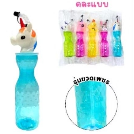 [ยกโหล]ขวดน้ำหัวการ์ตูนคละสีได้12ชิ้นน่ารัก