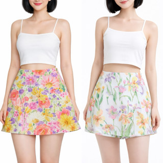 กระโปรงกางเกงขาสั้น ลายโทนชมพูน่ารักๆ