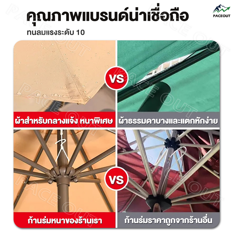 ร่มกันแดดสนามใหญ่ 2.7M ร่มร้านค้ากันแสงUVขนาดใหญ่ ในสวน ตลาดนัด ขายของ กลางแจ้ง สระว่ายน้ำ แม่ค้า ร้านกาแฟ รูปที่ 3