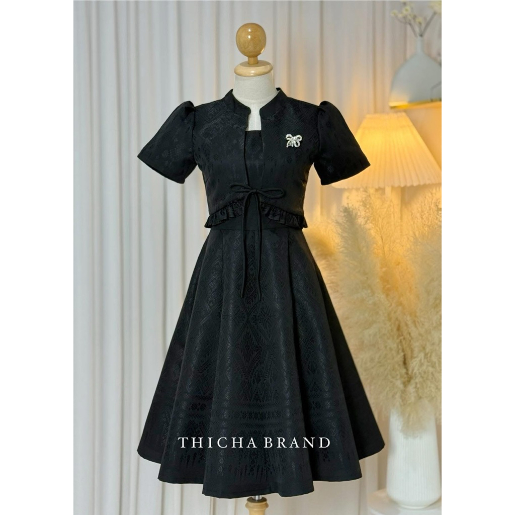ส่งต่อ เดรส ผ้าไทย ลายผ้าทอ ป้าย thicha brand size s
