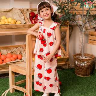 Mix Me เสื้อสายเดี่ยว กางเกงทรงขาบาน ลายแอปเปิ้ล ผ้า Single …