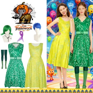 TH Anime Inside Out 2 Joy Disgust คอสเพลย์เครื่องแต่งกายวิกผ…