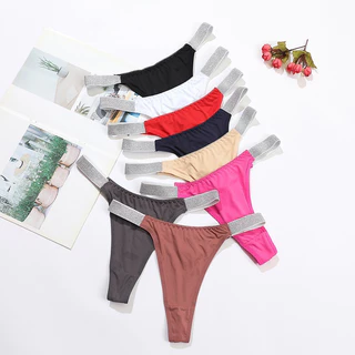 (Ladybragi)👙A-129 กางเกงใน จีสตริง ขอบเพชร สีพื้น พร้อมส่ง