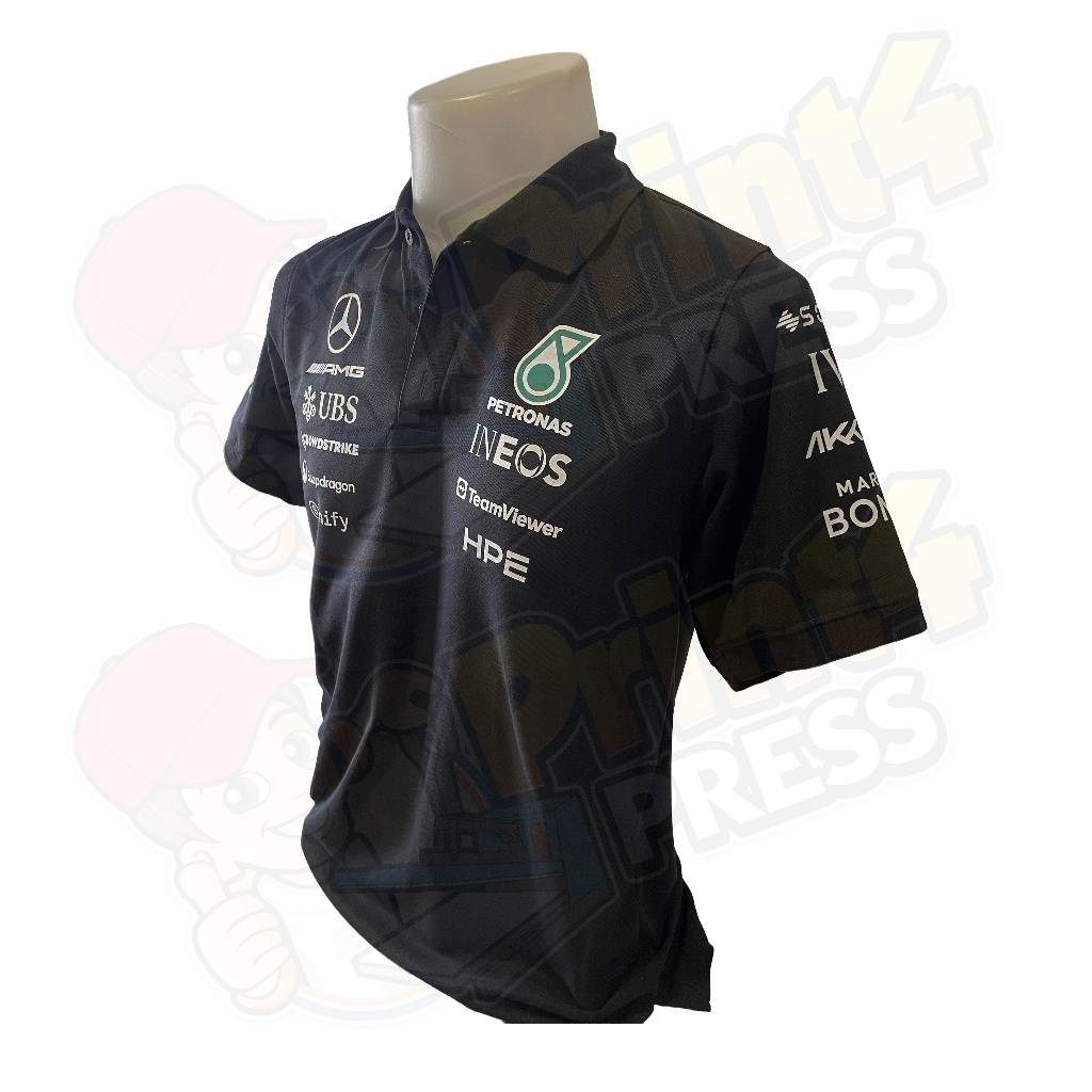 Polo คอปกสีดำ เมอซิเดส Mercedes F1 2026 AMG Petronas เสื้อเชิ๊ต เสื้อคอปก เสื้อ shirt 100% Cotton ผ้าคอตตอน100% ราคา ถูกที่สุด ดีลบีเคเค แกลเลอรีภาพที่ 5